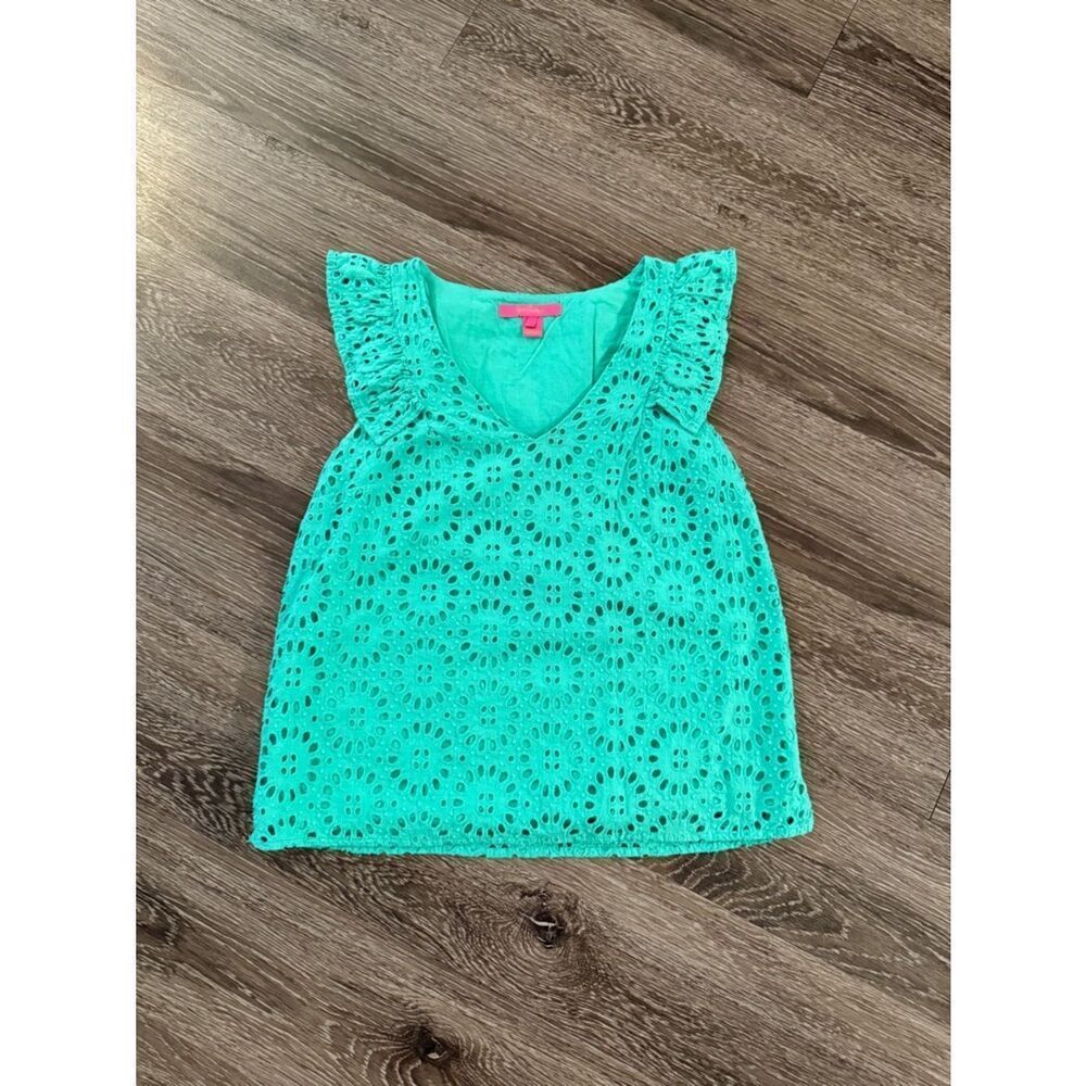 Lilly Pulitzer Lina Ruffle Eyelet Top